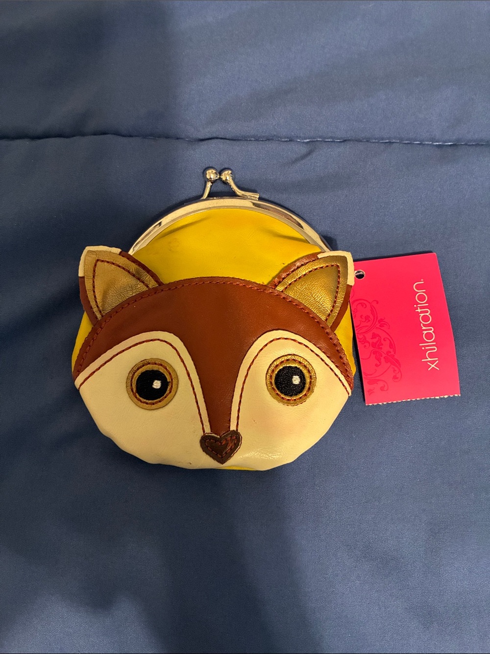 Xhilaration VINTAGE 2012 Yellow & Brown Fox Coin Purse